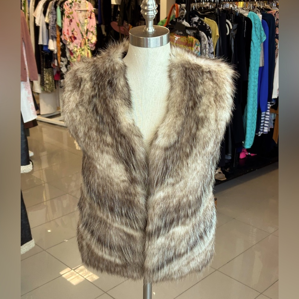 Black,White & Brown Jamie Fur Vest